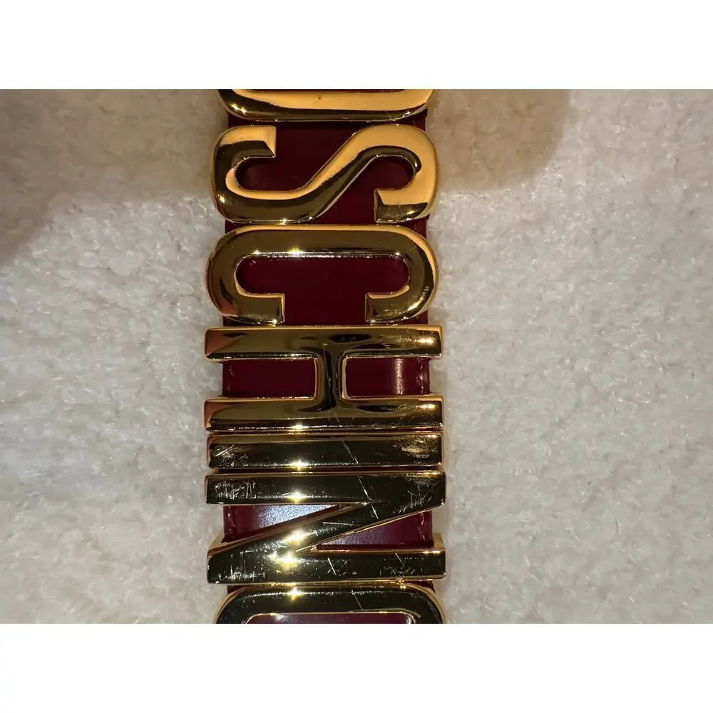 MOSCHINO Logo Calfskin Magenta Violet Belt